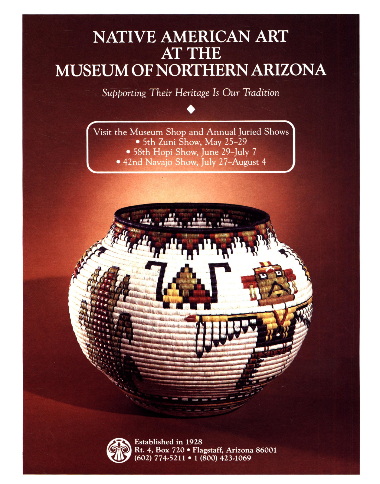 1991 NATIVE AMERICAN ART MUSEUM OF NORTHERN ARIZONA FLAGSTAFF VTG MAG PRINT AD