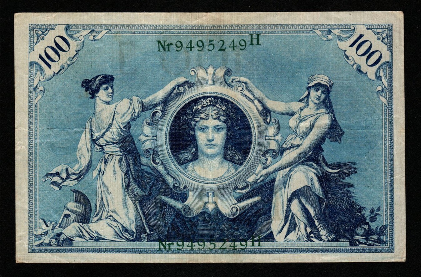 1908 GERMANY 100 MARK BANKNOTE - GREEN SEAL LARGE NOTE - CIRCULATED