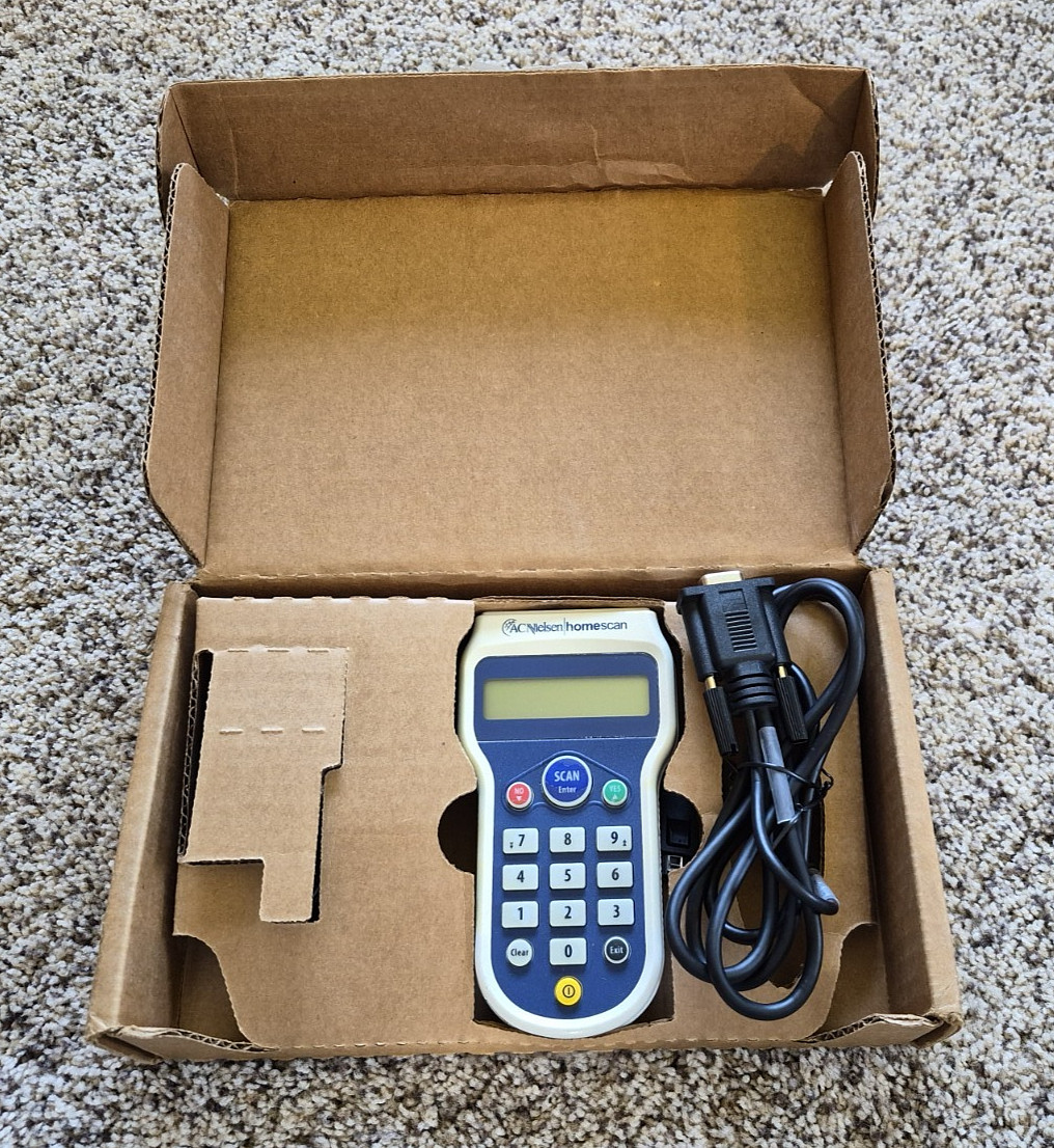 AC NIELSON HOMESCAN HANDHELD BAR CODE SCANNER w/ Cords -Original Box -Intermec