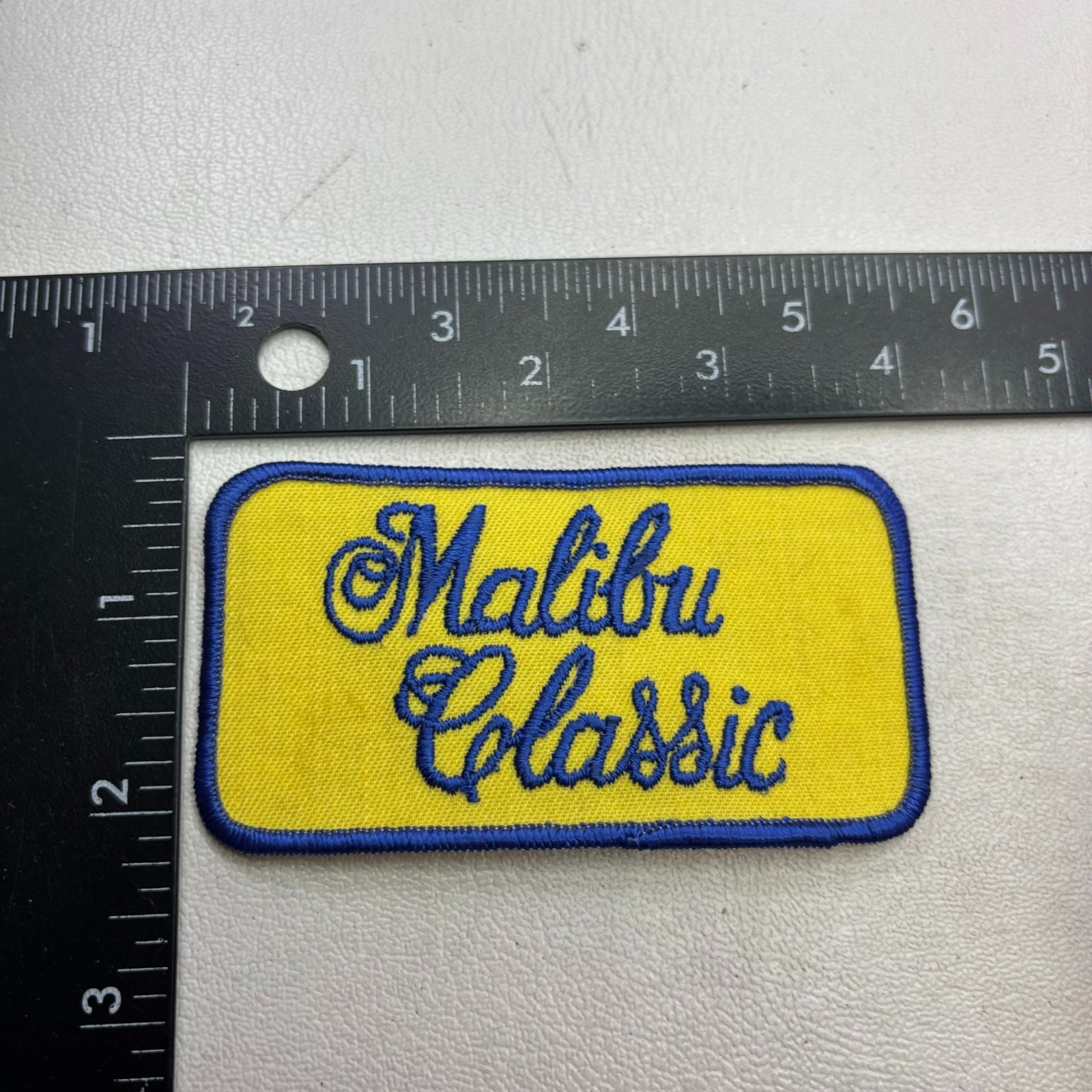 Vintage c 1980s CHEVROLET MALIBU CLASSIC Car Auto Embroidered Patch 89I