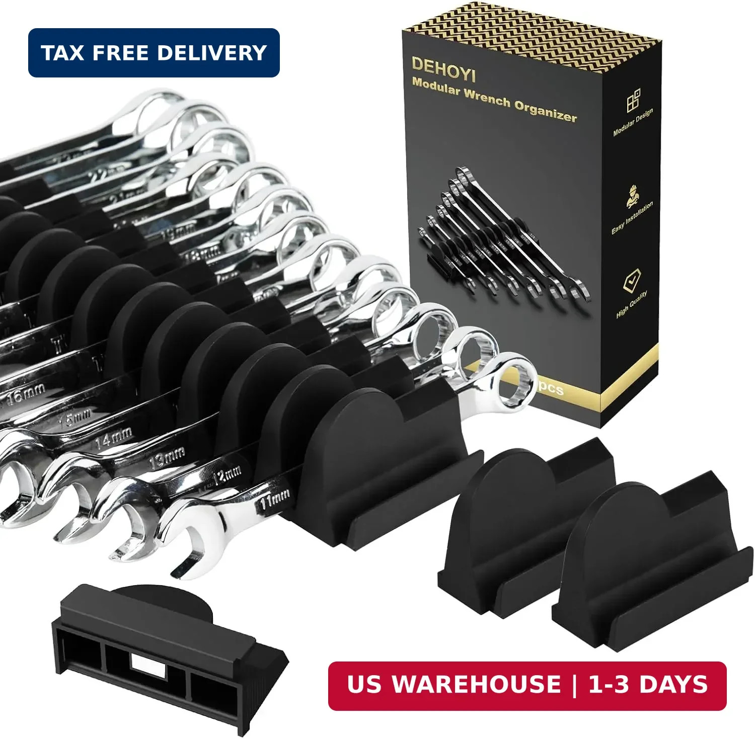 DEHOYI 48 pcs Premium MAGNETIC Modular Wrench Organizer System- Wrench Rack with