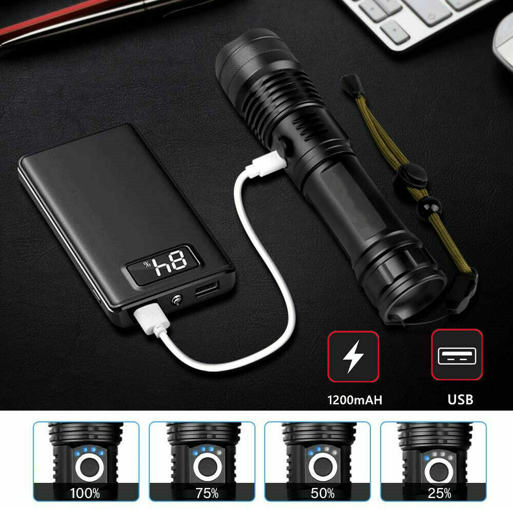 Super-Bright LED Tactical Flashlight With Rechargeable Battery