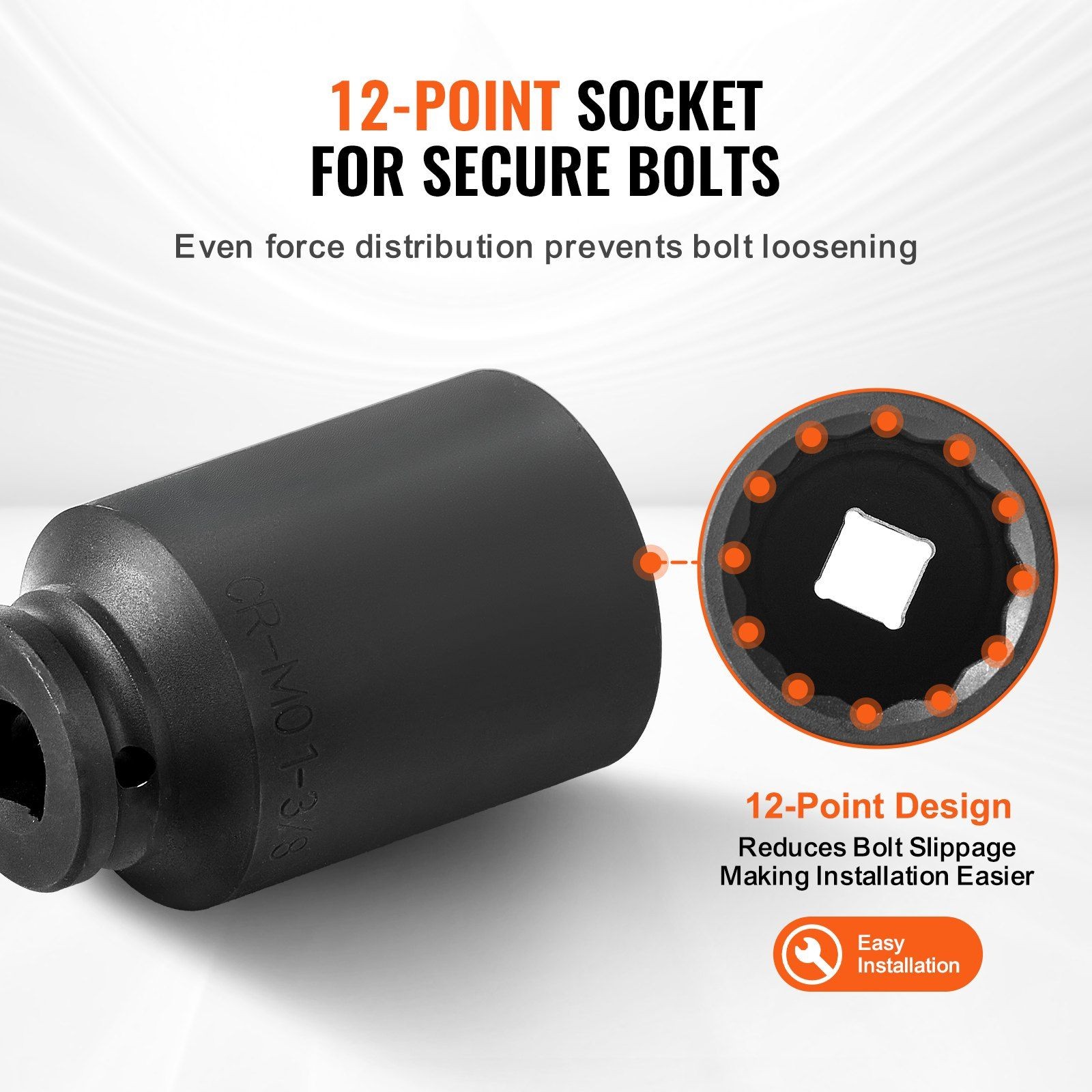 1/2in Drive Hardened 12-Point Deep Socket Set 8-Piece 29-39mm