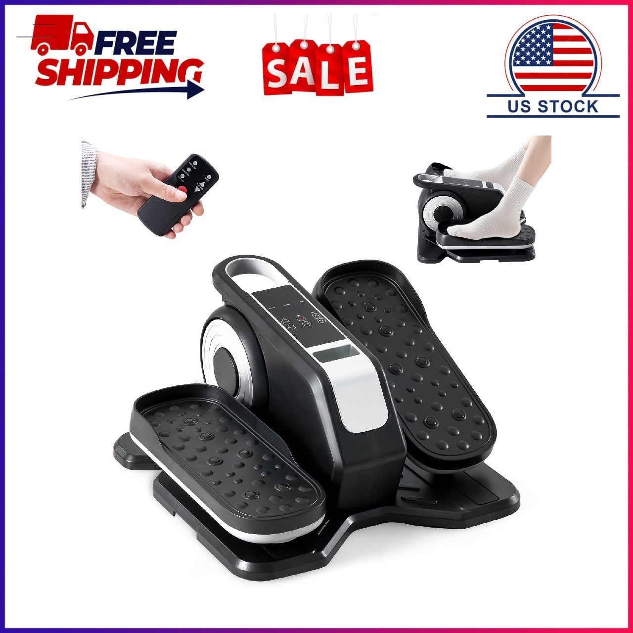 Gianna Portable Under‑Desk Elliptical Machine with Remote, 12 Adjustable Speeds