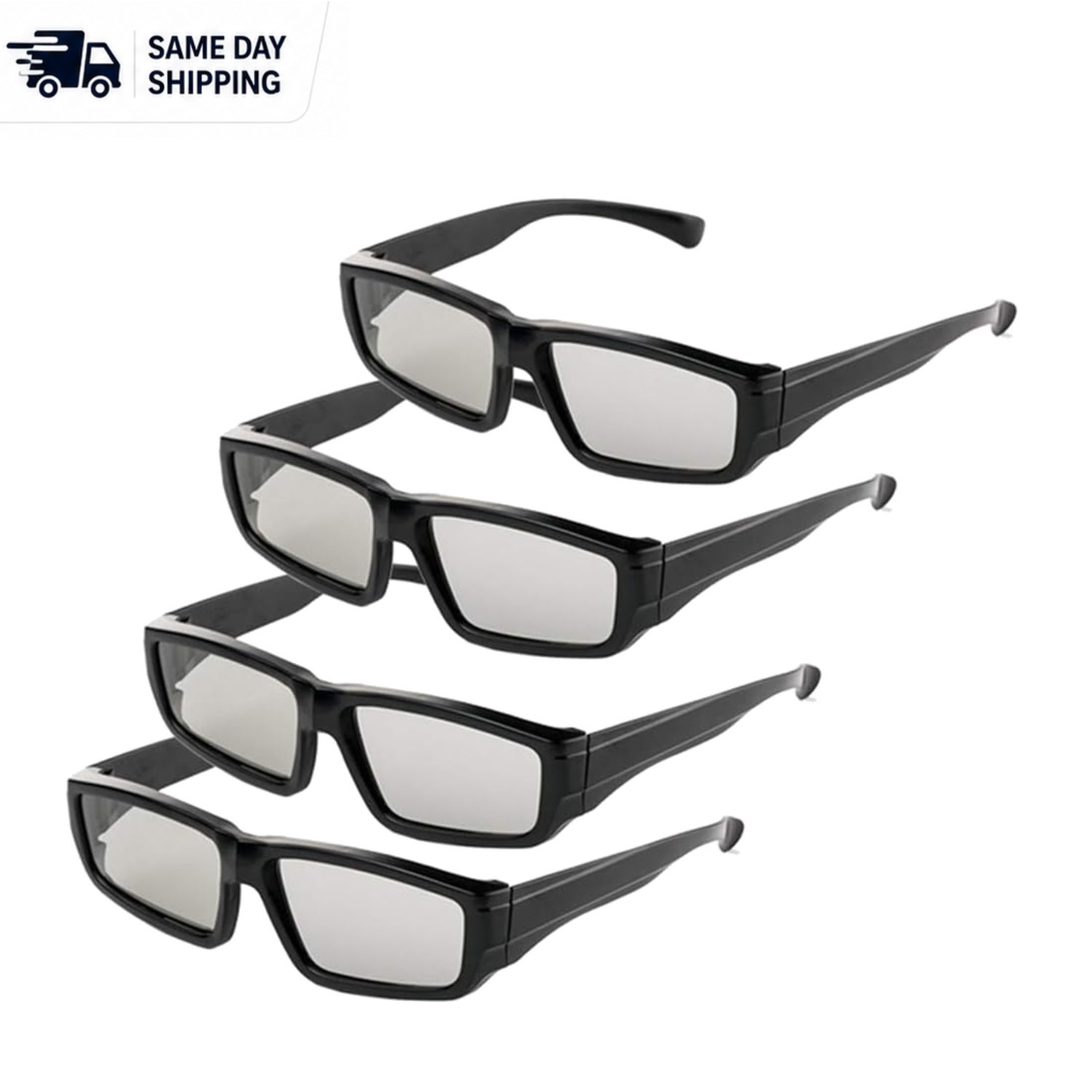 Enhanced 3D Viewing: 4-Pack Passive Circular Polarized Glasses for TV/Projector