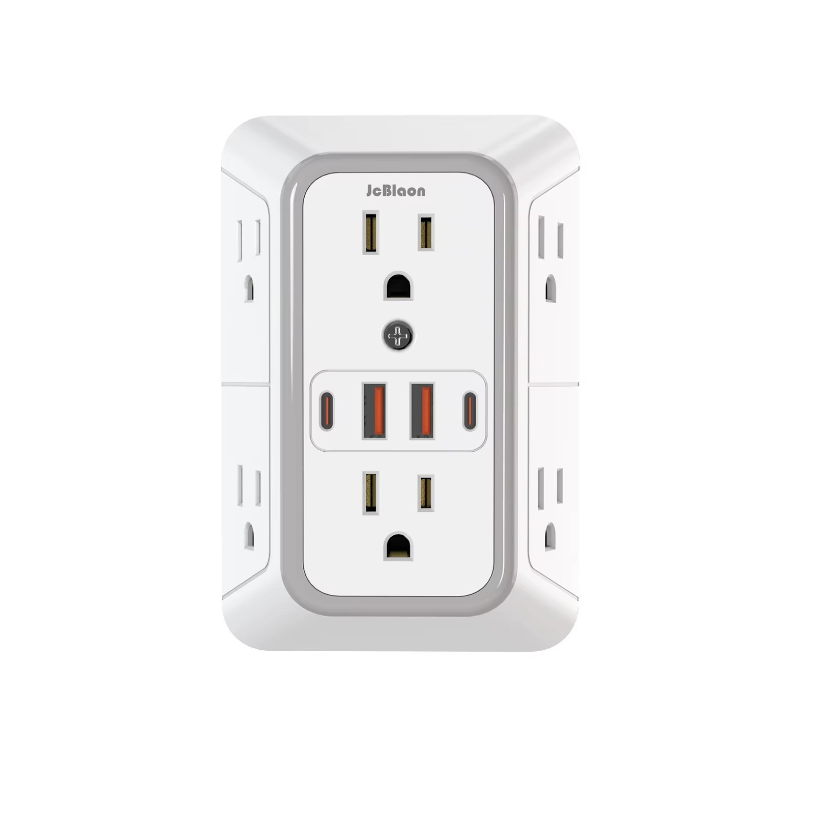 6 Outlet Extender Surge Protector Multi Plug Wall Adapter USB Charger Ports with