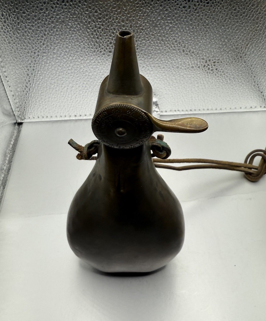 vintage brass powder flask