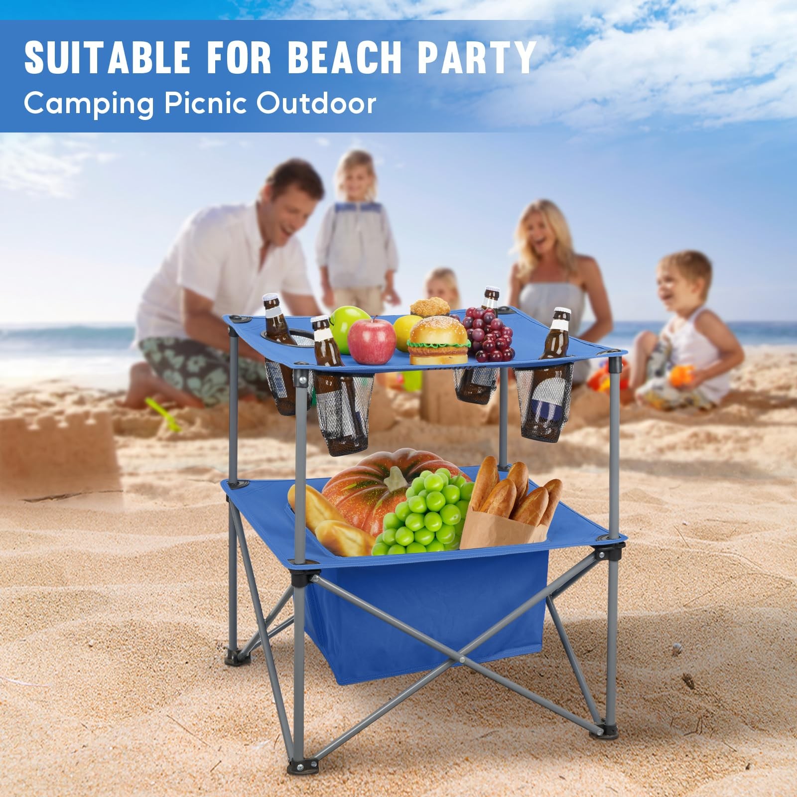 Folding Camping Table, Portable Outdoor Picnic Table, Rectangular Lightweight