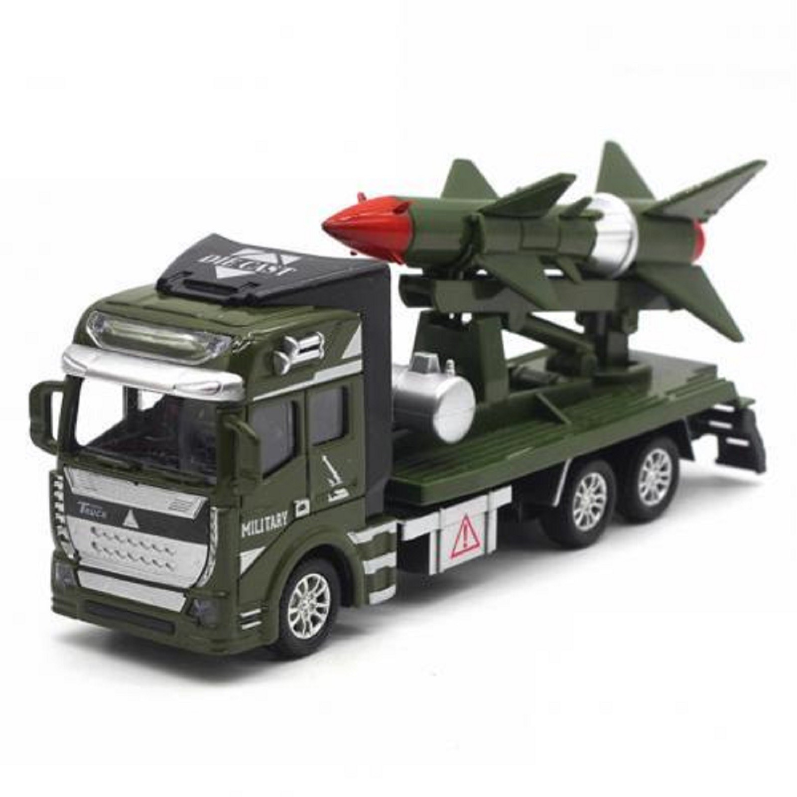 1:64 Alloy Pull Back Military Truck Kids Car Model Rocket Missile Vehicle Gift