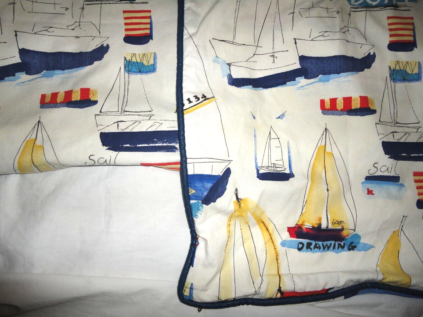 CUSTOM SAILBOATS BLUE RED YELLOW (2) SQUARE PILLOW COVERS 18 X 18