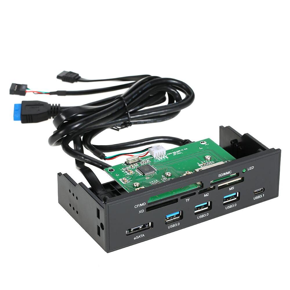 5.25 Inch Dashboard Media Front Panel With eSATA 3 Port USB 3.0 Card Reader