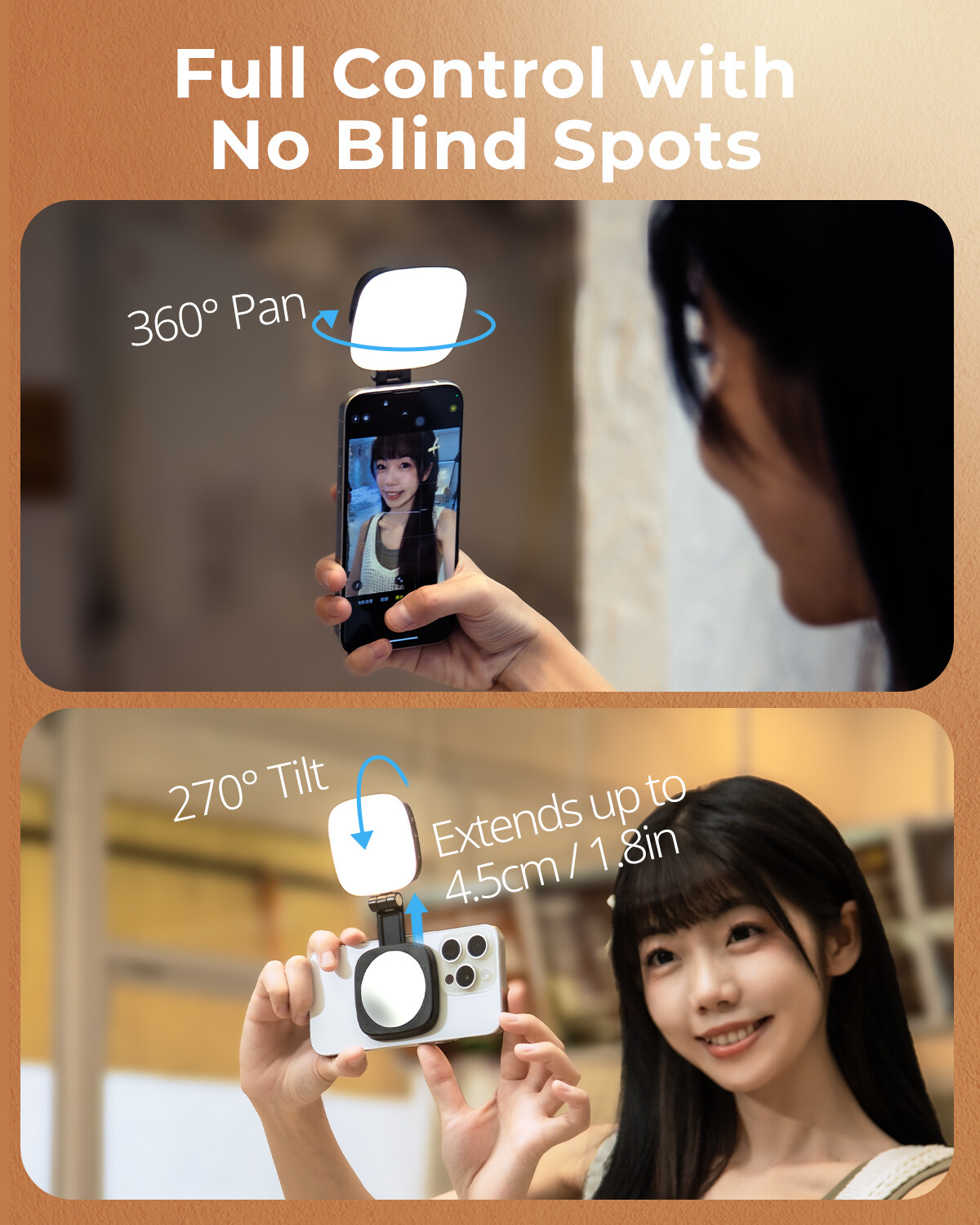 SmallRig Magnetic Selfie Light for iPhone, Phone Light with a Mirror for MagSafe