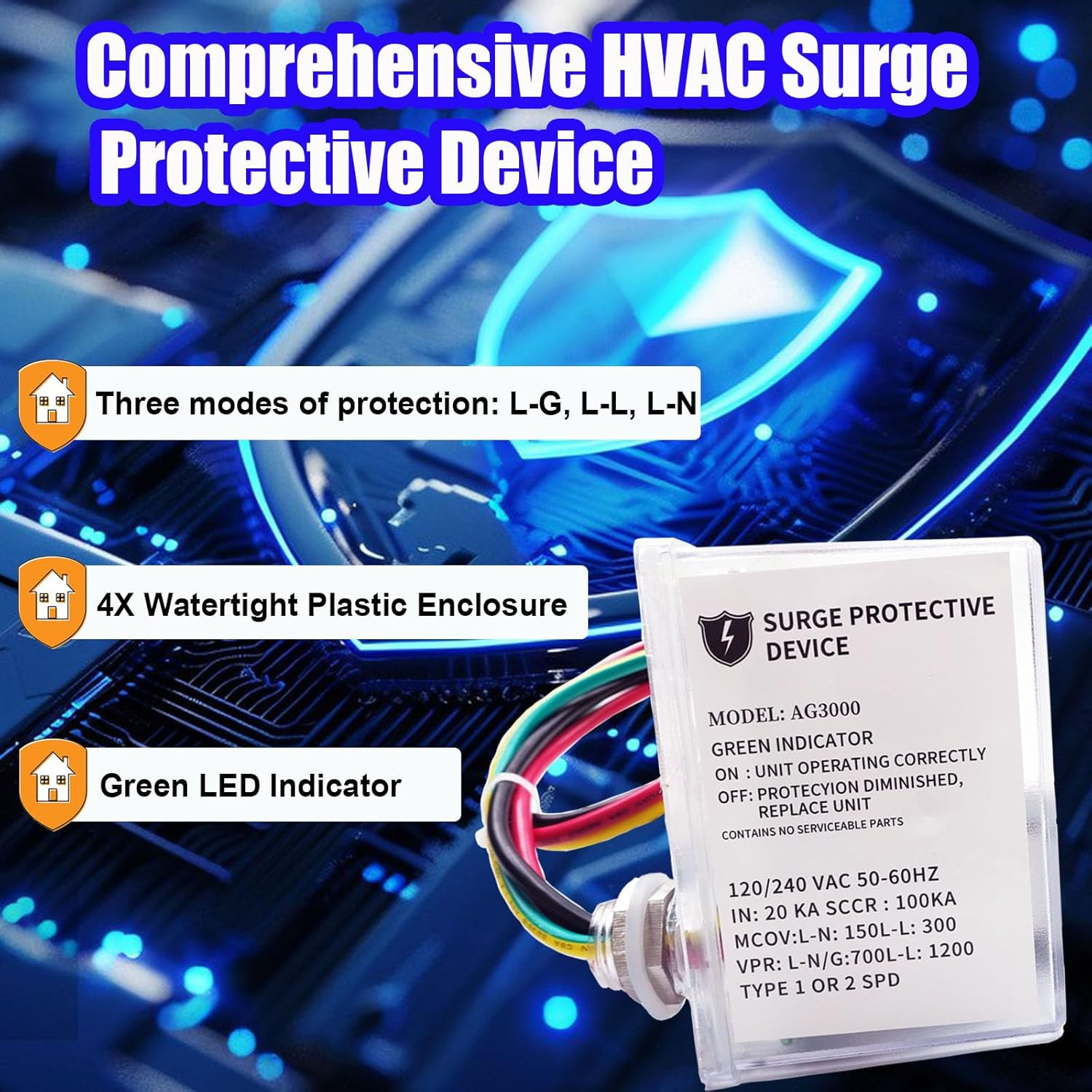 AG3000 120/240V HVAC Surge Protective Device with TPMOV Technology SHIPS FREE