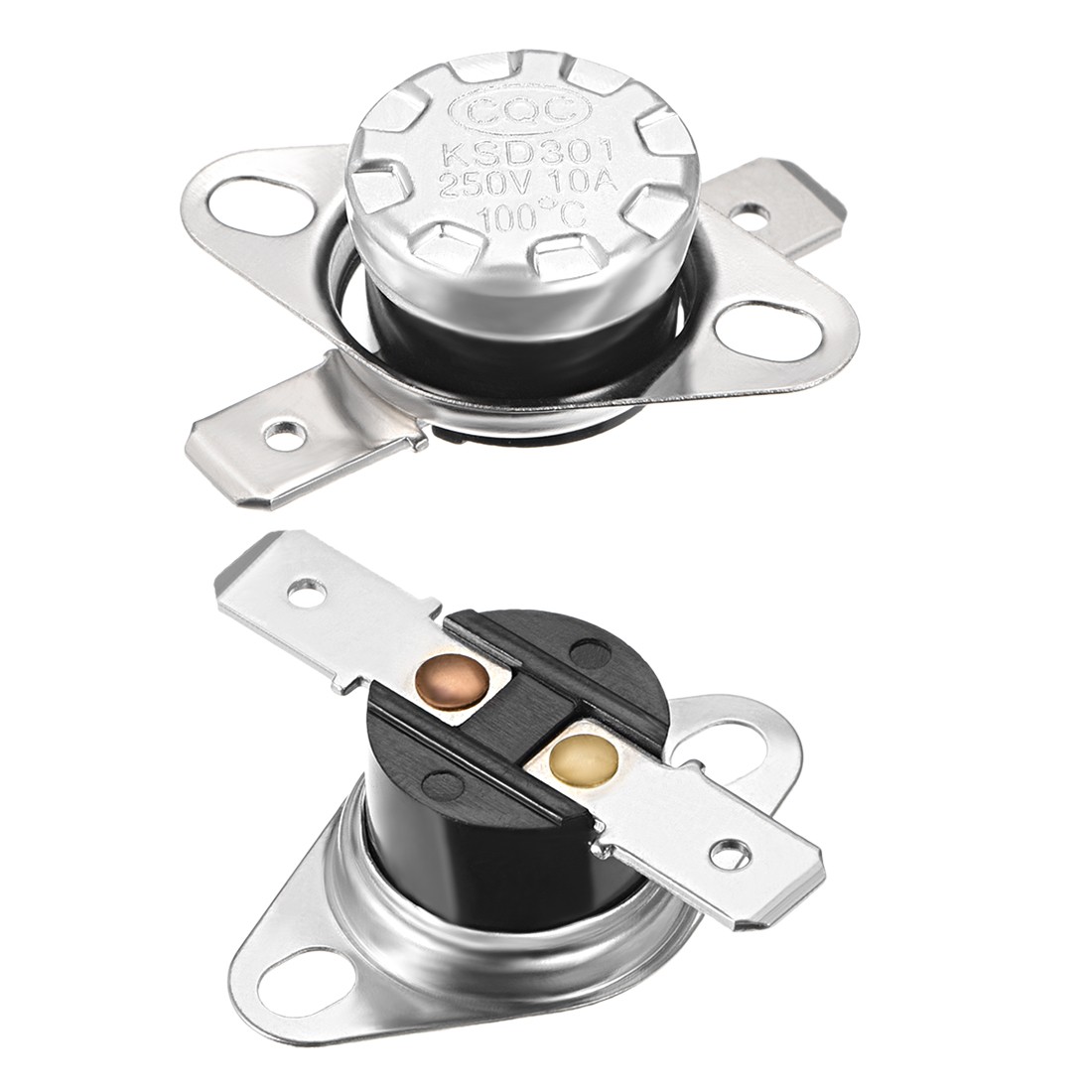 2 x Temperature Control Switch Thermostat 100°C 10A N.O 6.3mm Pin