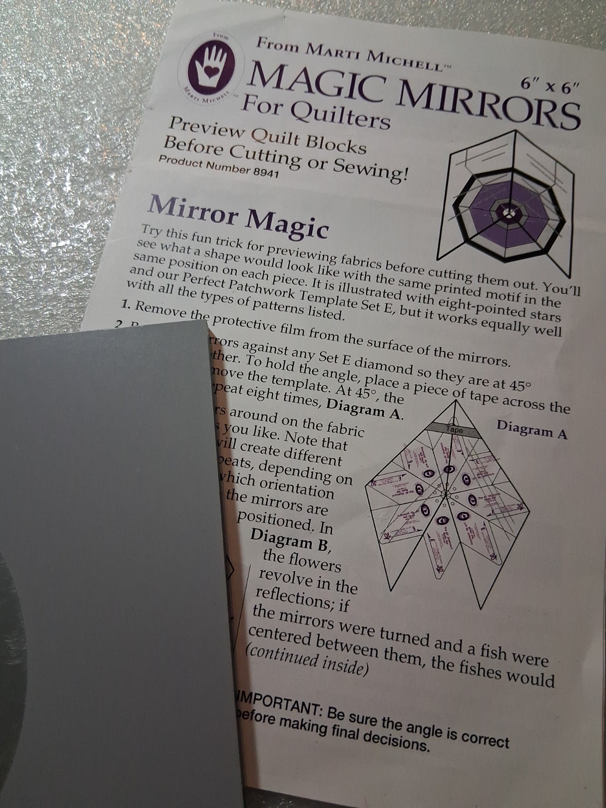 MARTI MITCHELL Fussy Cutting Mirror for English Paper Piecing Quilting Tool