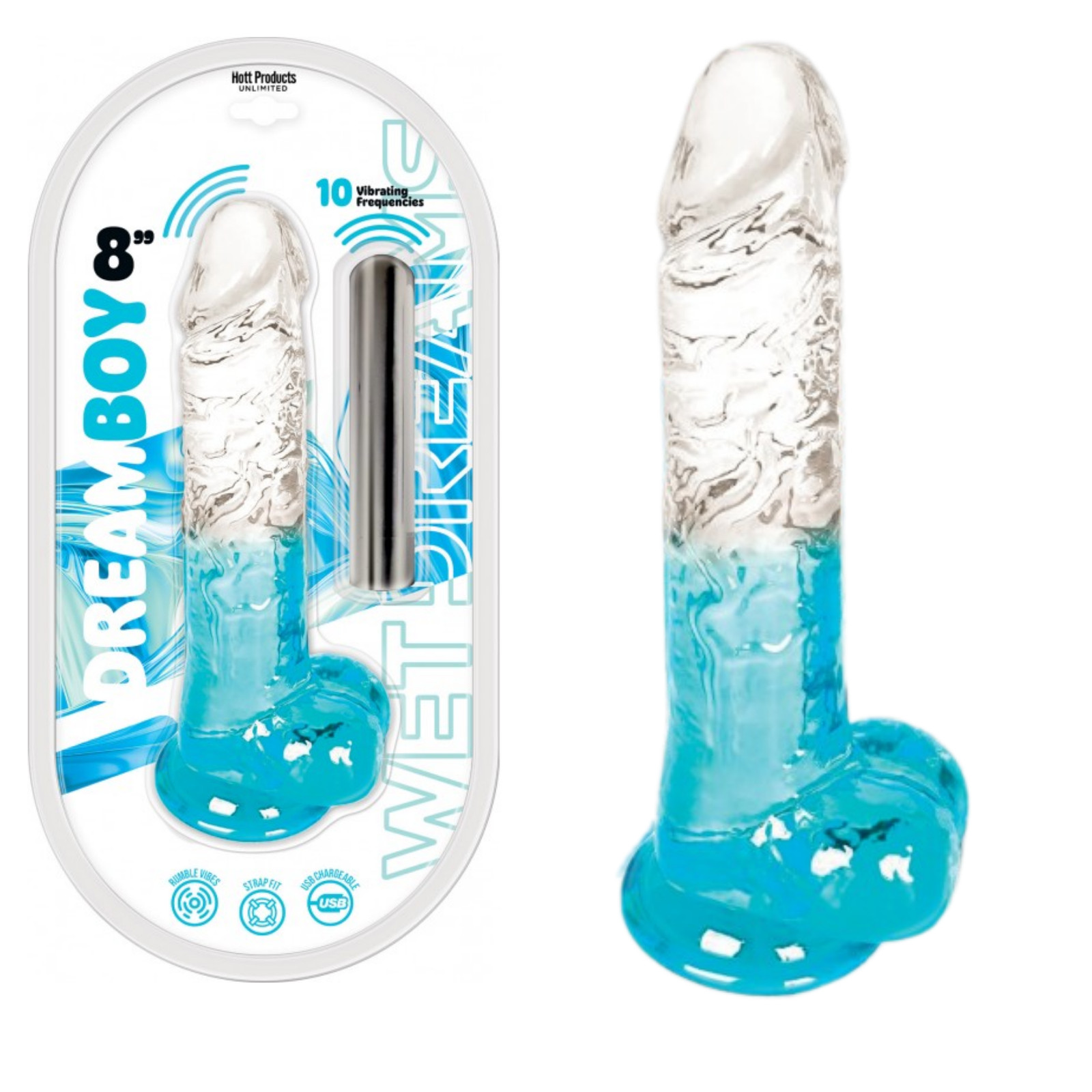 Flexible Jelly Vibrating Dildo with Balls Rechargeable Multi speed Vibrator
