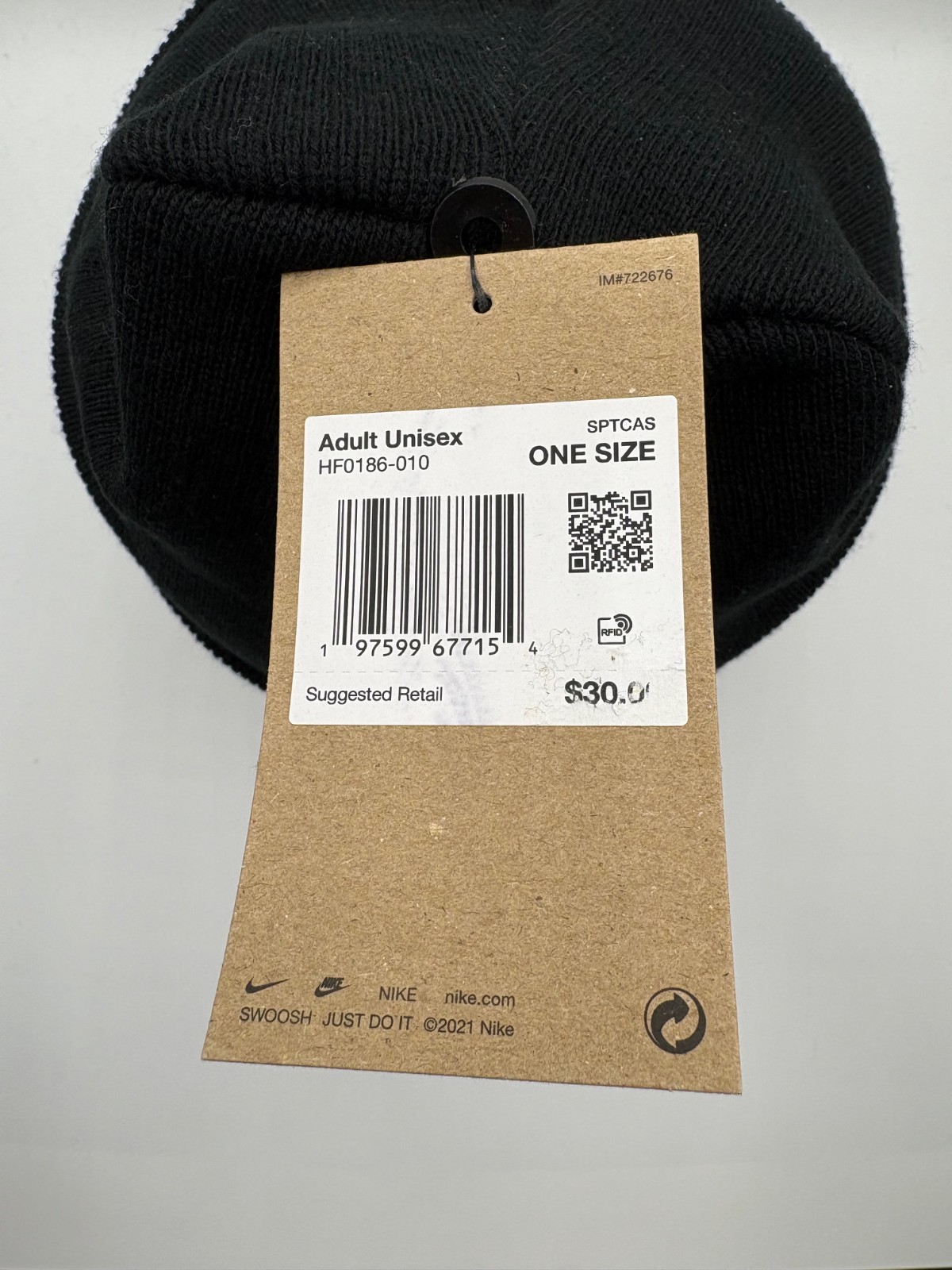 Nike Peak Black Beanie Futura Logo One Size HF0186-010