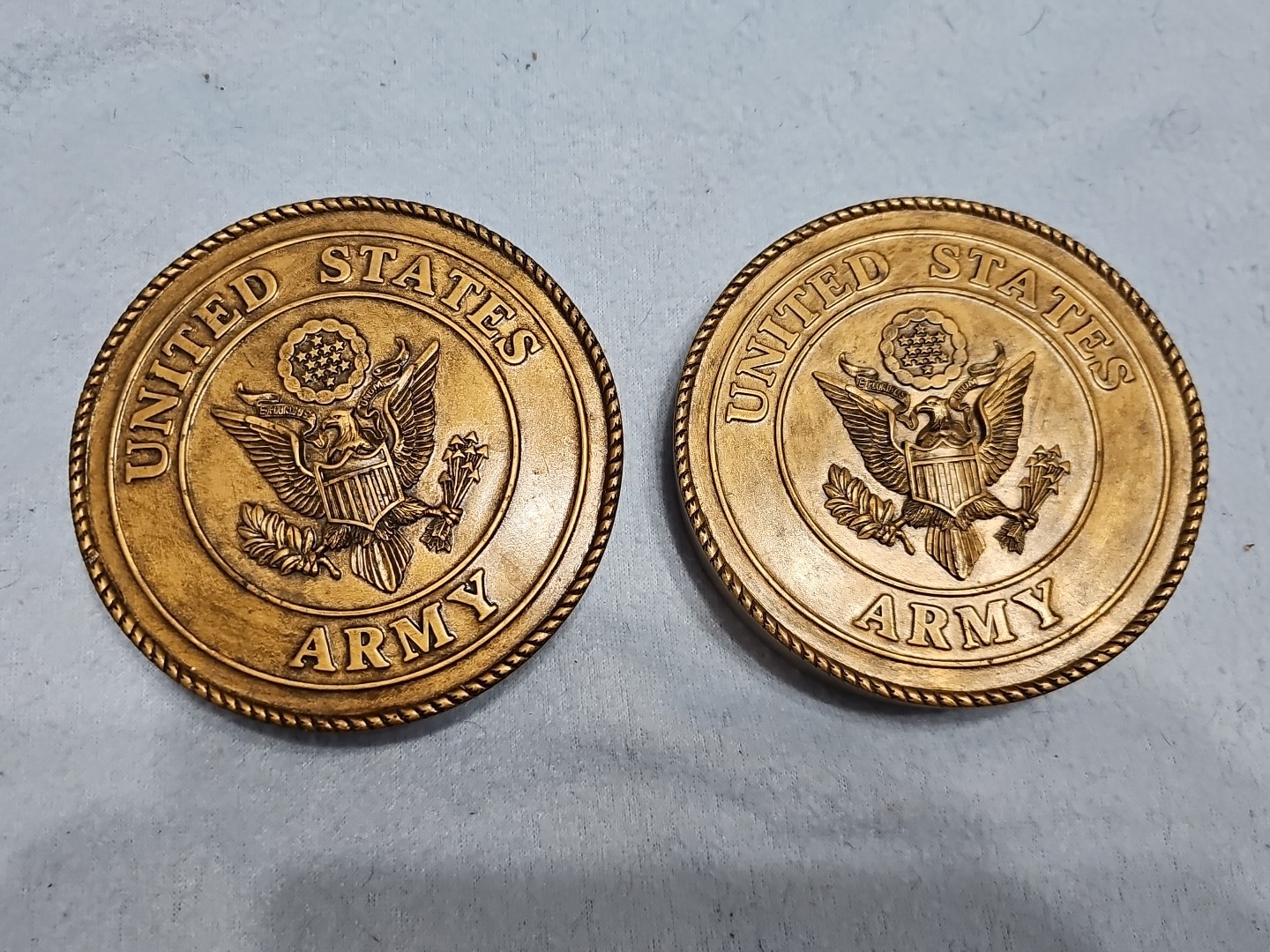 Pair (2) of ARMY Hand Painted Resin Casket Medallions - 2007 Life Symbols