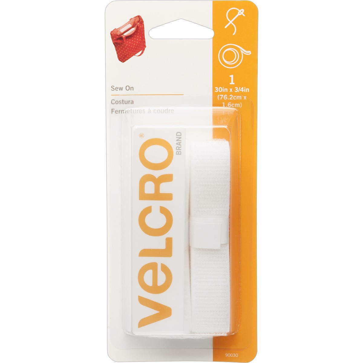 VELCRO(R) Brand Sew-On Tape 3/4"X30" White