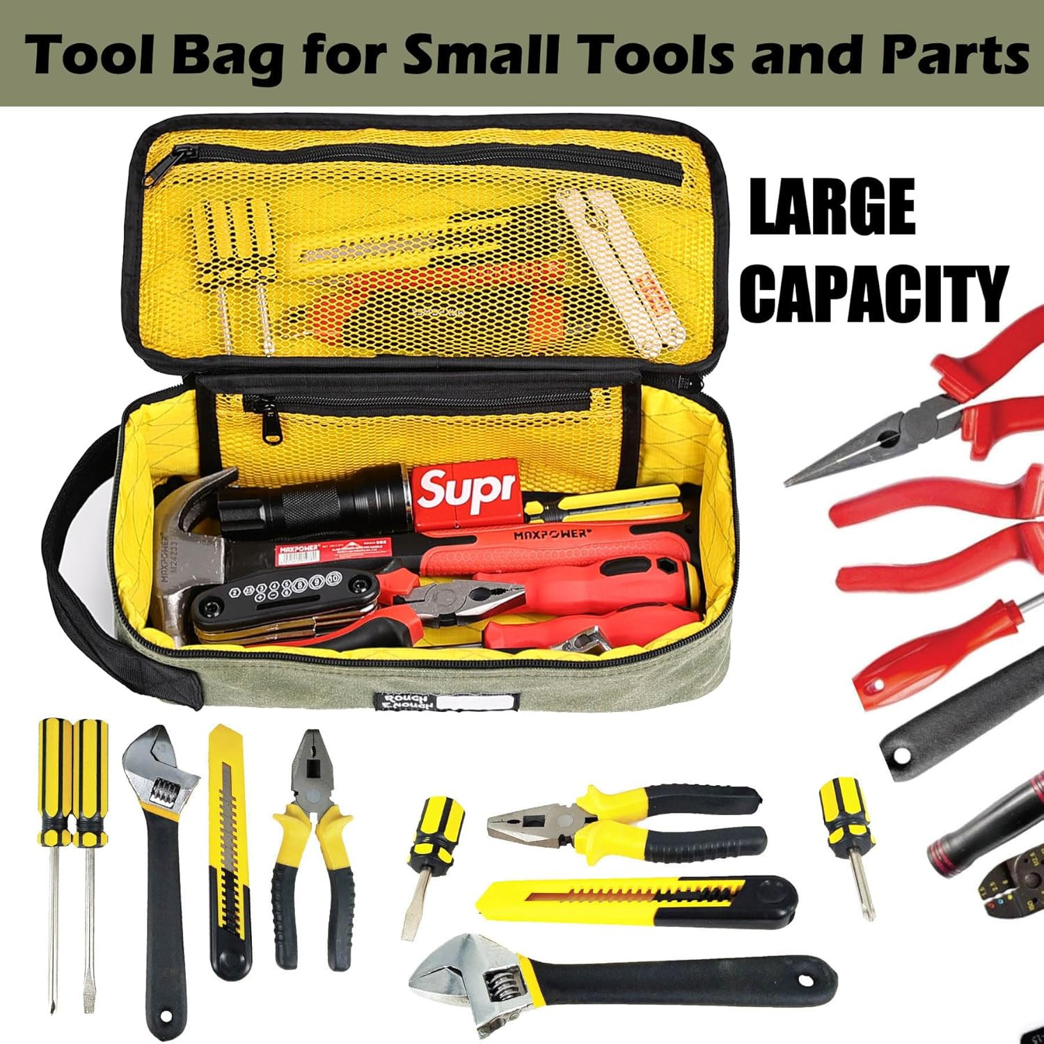 Rough Enough EDC Tool Bag Organizer with Handle - Portable Pouch