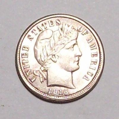1916-P BARBER DIME Subdued Luster  Nice BU  #17C52    Free U.S. Ship