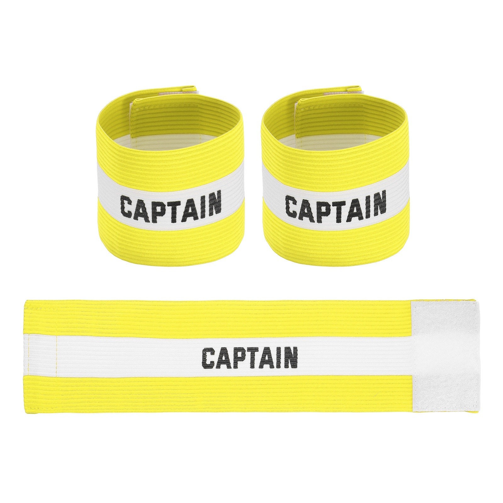 3Pcs Soccer Captain Armbands,  Adjustable Captain Bands, Yellow&White
