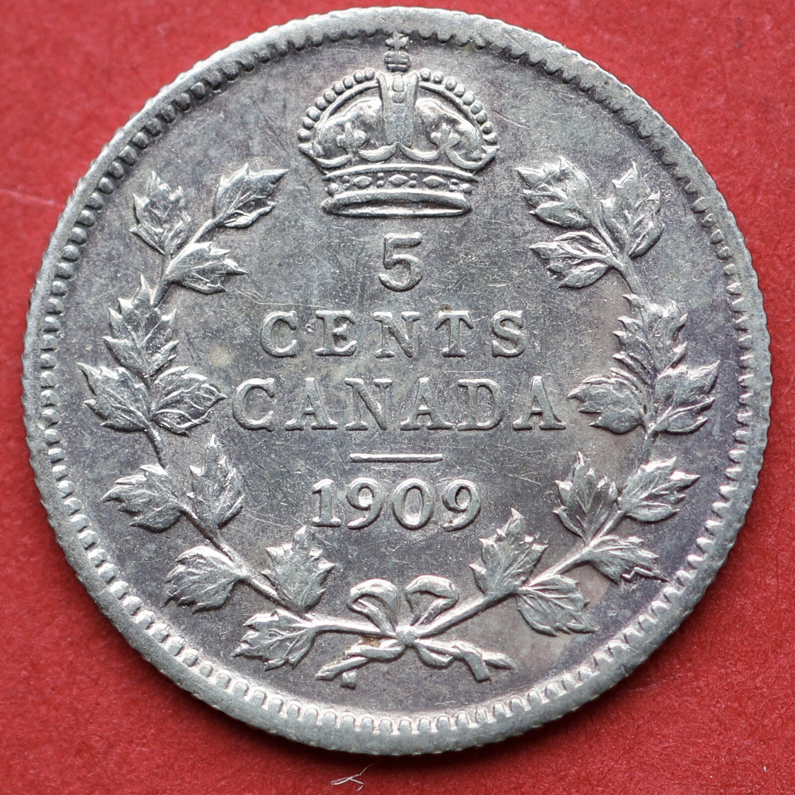 1909 Canada 5 Cents Pointed Leaf - EF/AU - Lot#1898