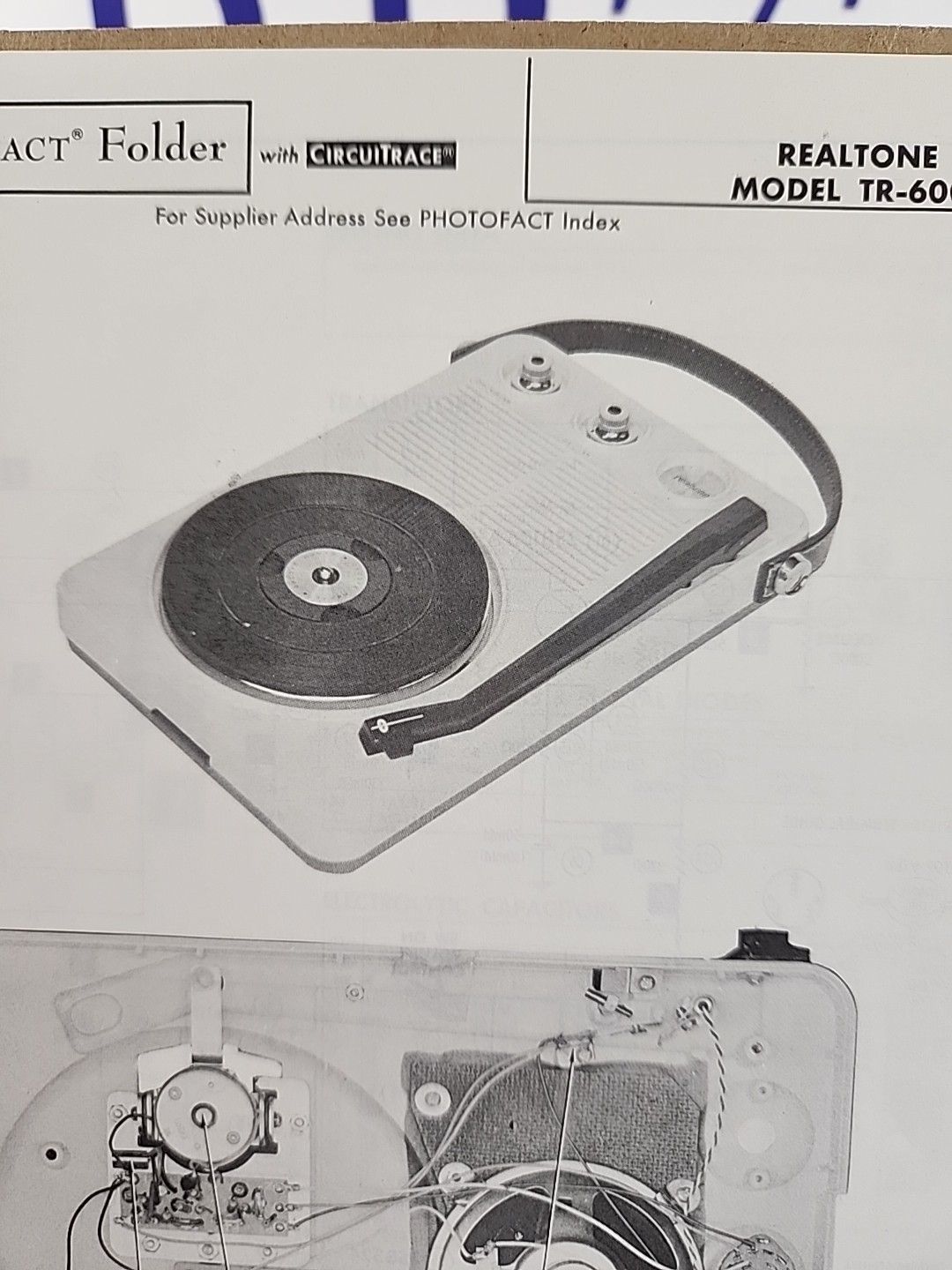 Sams Photofact Repair Service Parts Manual For Realtone Model TR-6001