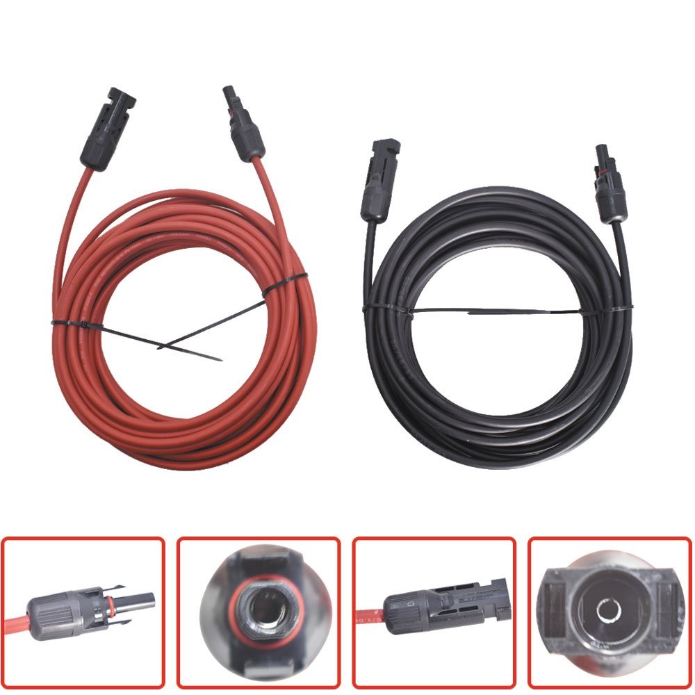 Wire Connector 10AWG Black + Red Solar Panel Extension Cable 30Ft