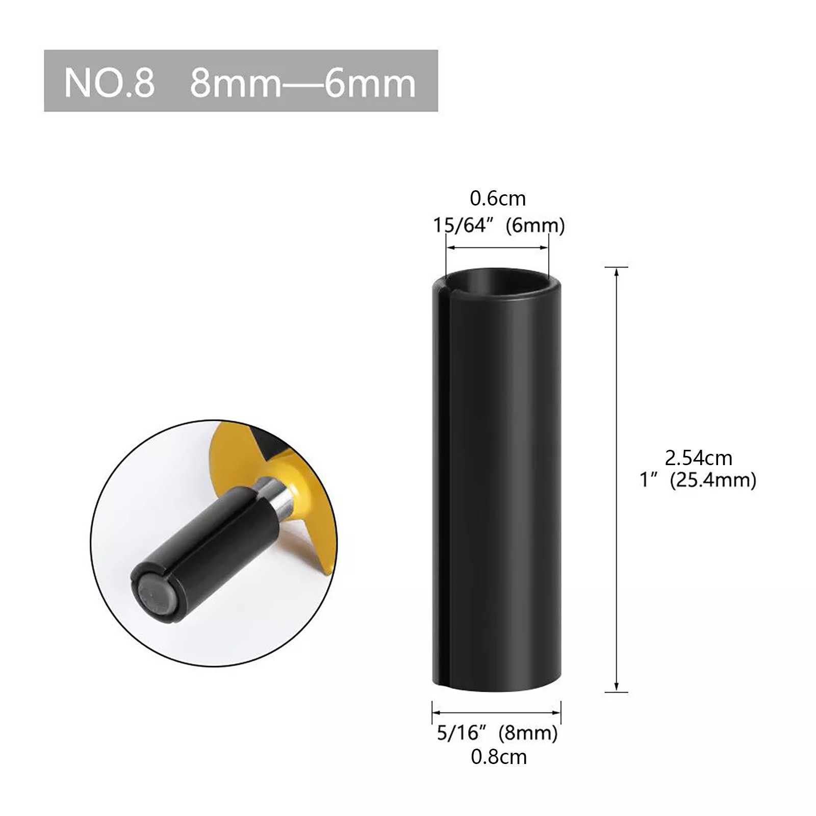 9Pcs Adapter Converter Router Collet Reduction Sleeve Tool Bit Connector