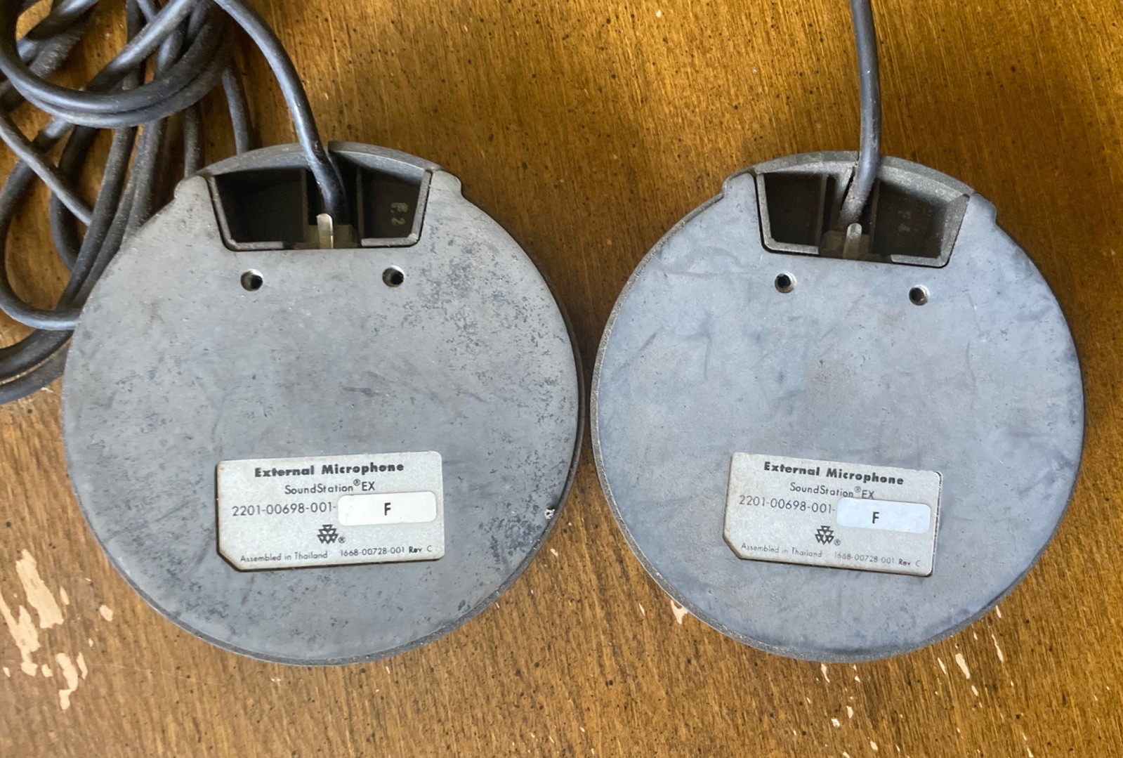 2 x Polycom SoundStation EX External Microphone 2201-00698-001-F w/ Cable PAIR