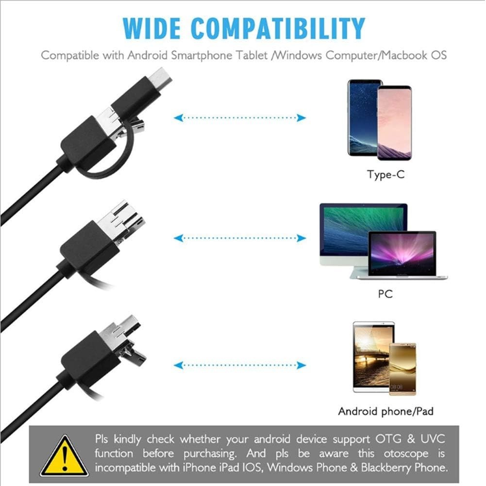 3 in 1 Endoscope Inspection Camera Borescope HD Camera Waterproof Snake Pipe ...