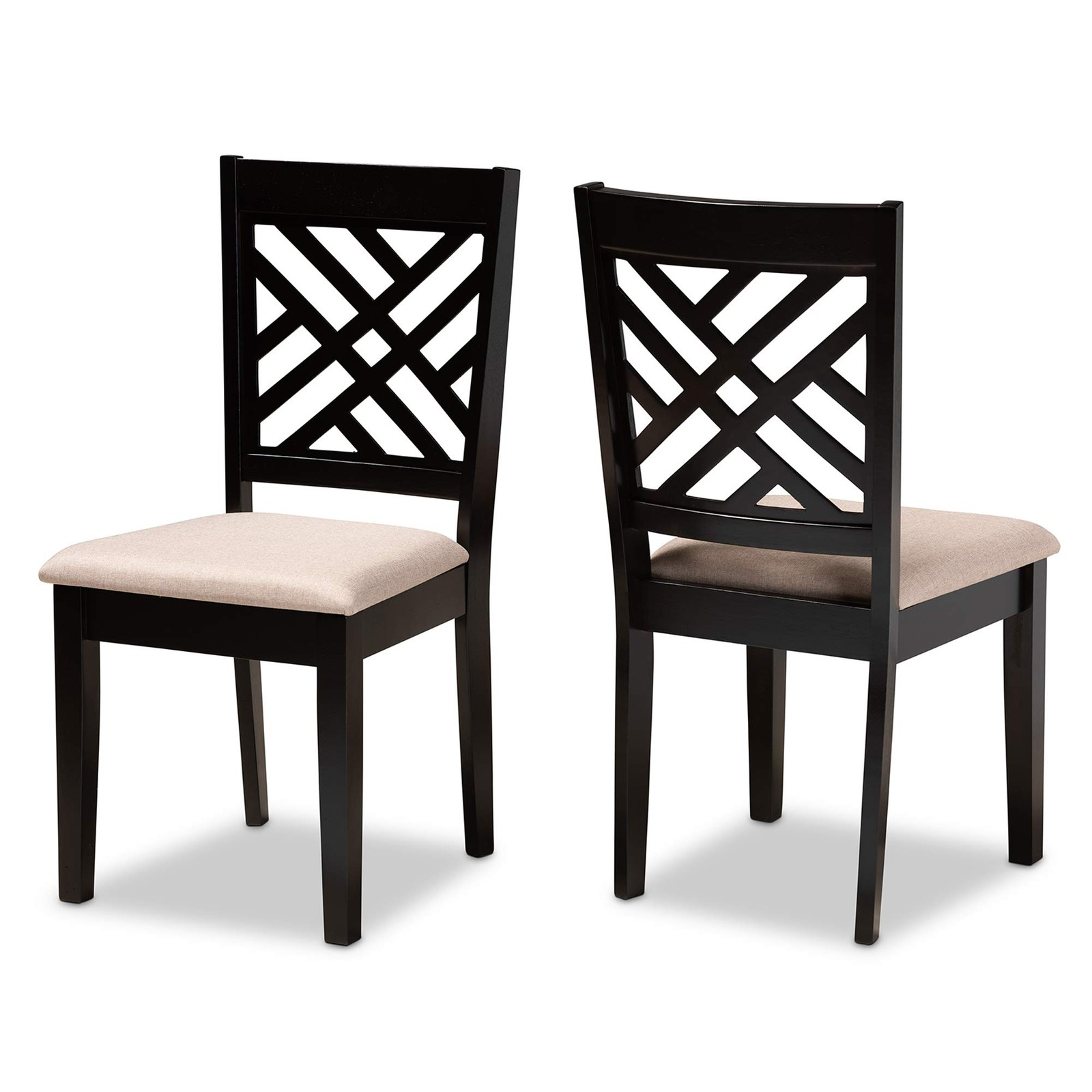Baxton Studio Fallon Dining Chair Set - Sand Fabric Upholstered,