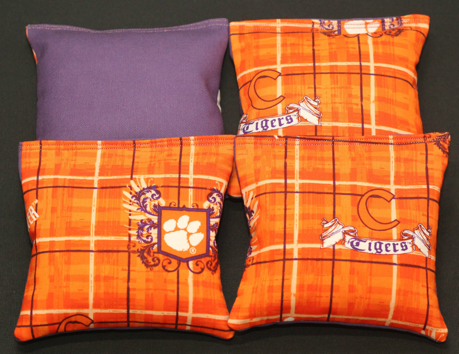 CLEMSON TIGERS 4 CORNHOLE BEAN BAGS BAGGO GAME Top Quality Handmade! NEW!