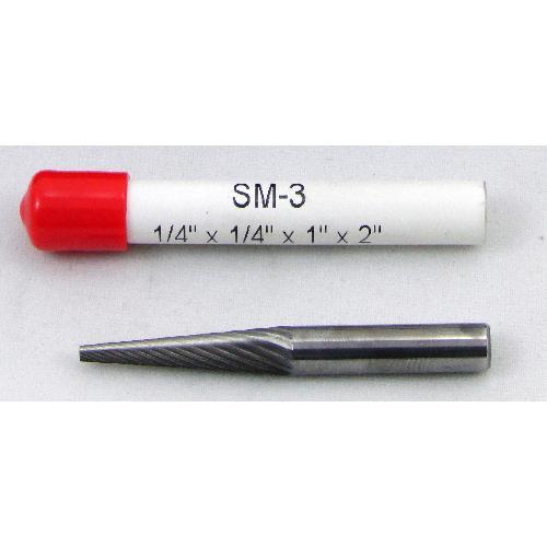 Carbide Burr (SM-3) Pointed Cone - Single Cut - 1/4 x 1/4 x 1 x 2