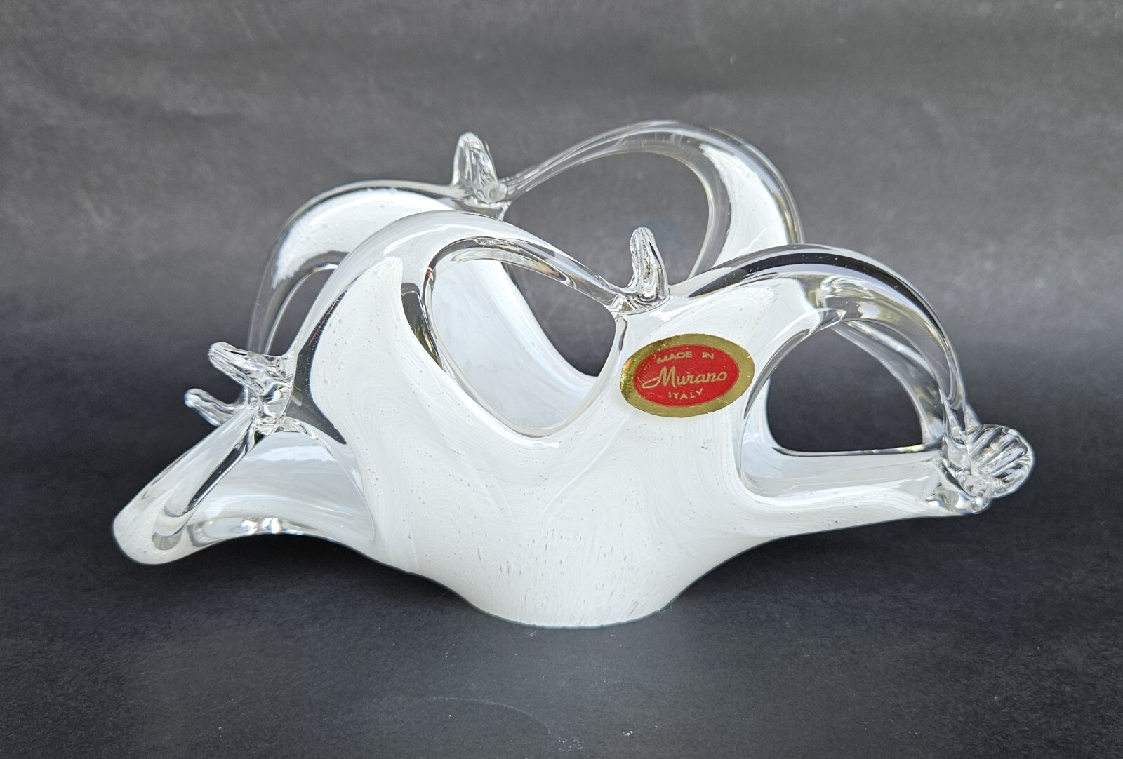 Vintage Murano Hand Blown Art Glass Napkin Holder Made in Italy