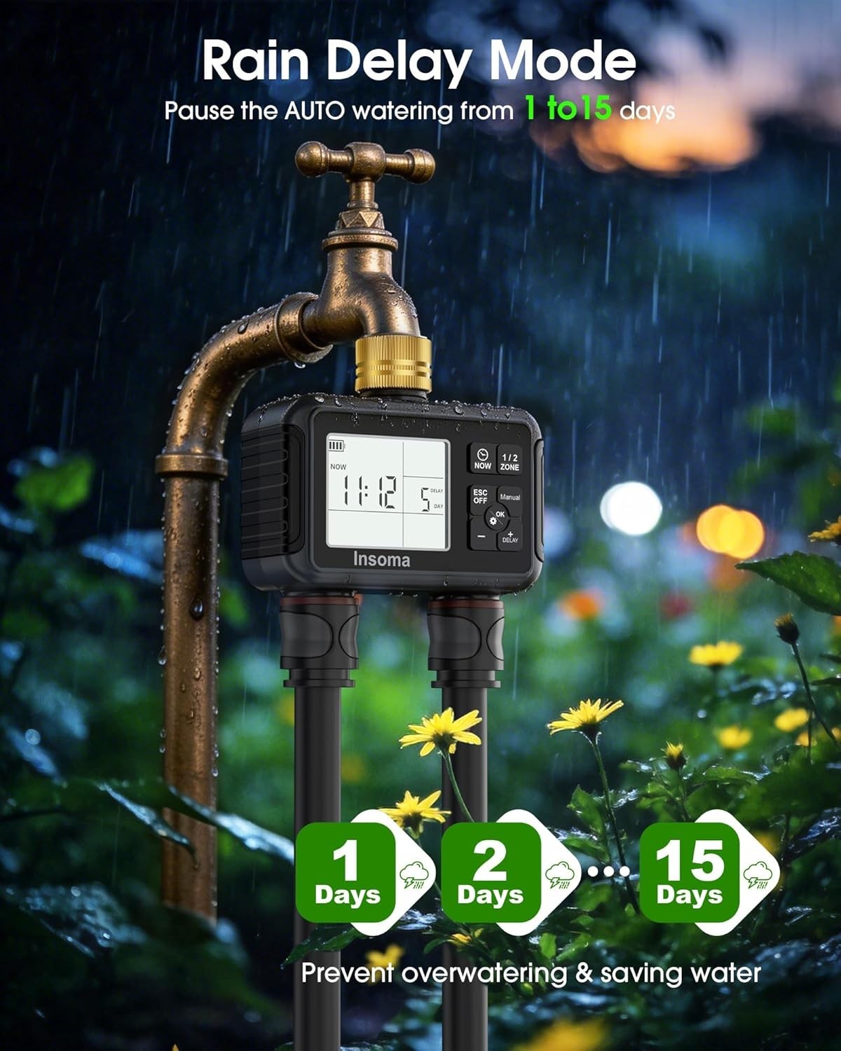 Smart 2-Zone Waterproof Hose Timer with LCD for Efficient Garden Irrigation