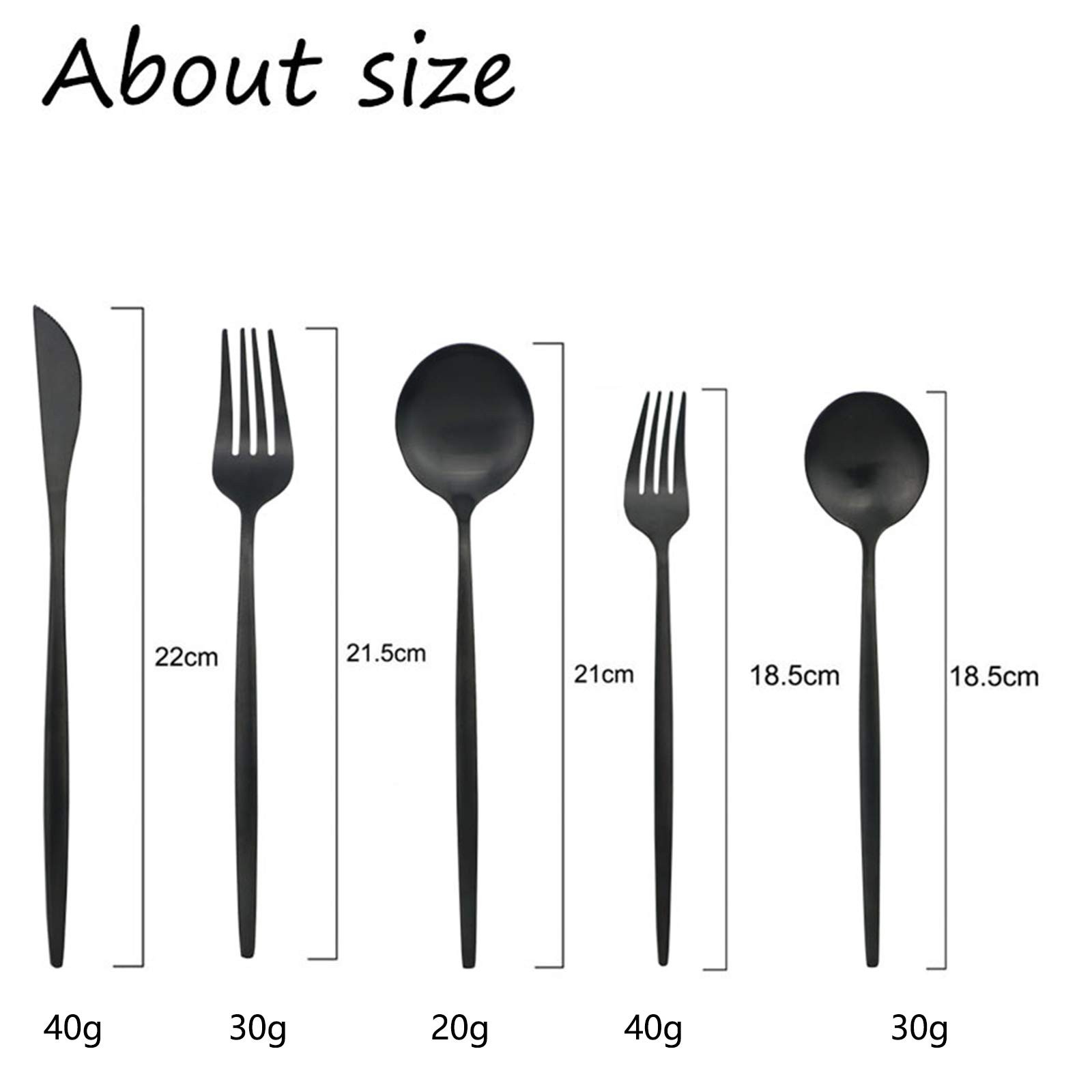 Black Silverware Set 40 Pieces Flatware Set 304 Stainless Steel Flat Cutlery ...