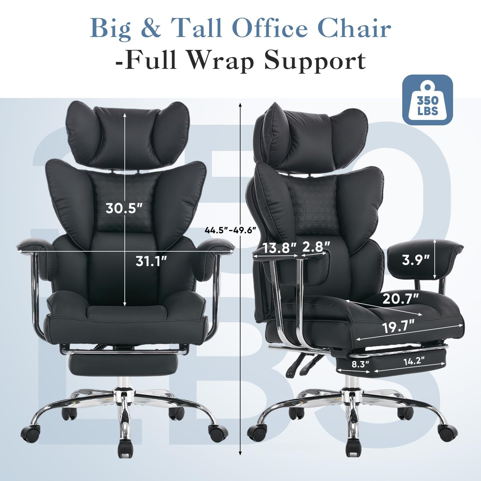 Big and Tall Ergonomic Office Chair,Scratch-Resistant PU Leather Executive Chair