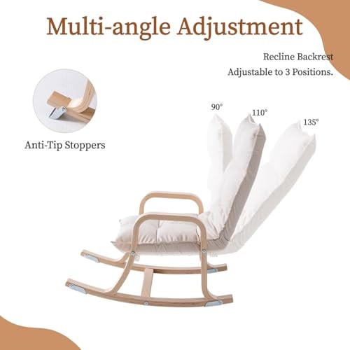Kids' Recliners，Rocker and Stationary Options, Sensory Rocking Chair for Beige