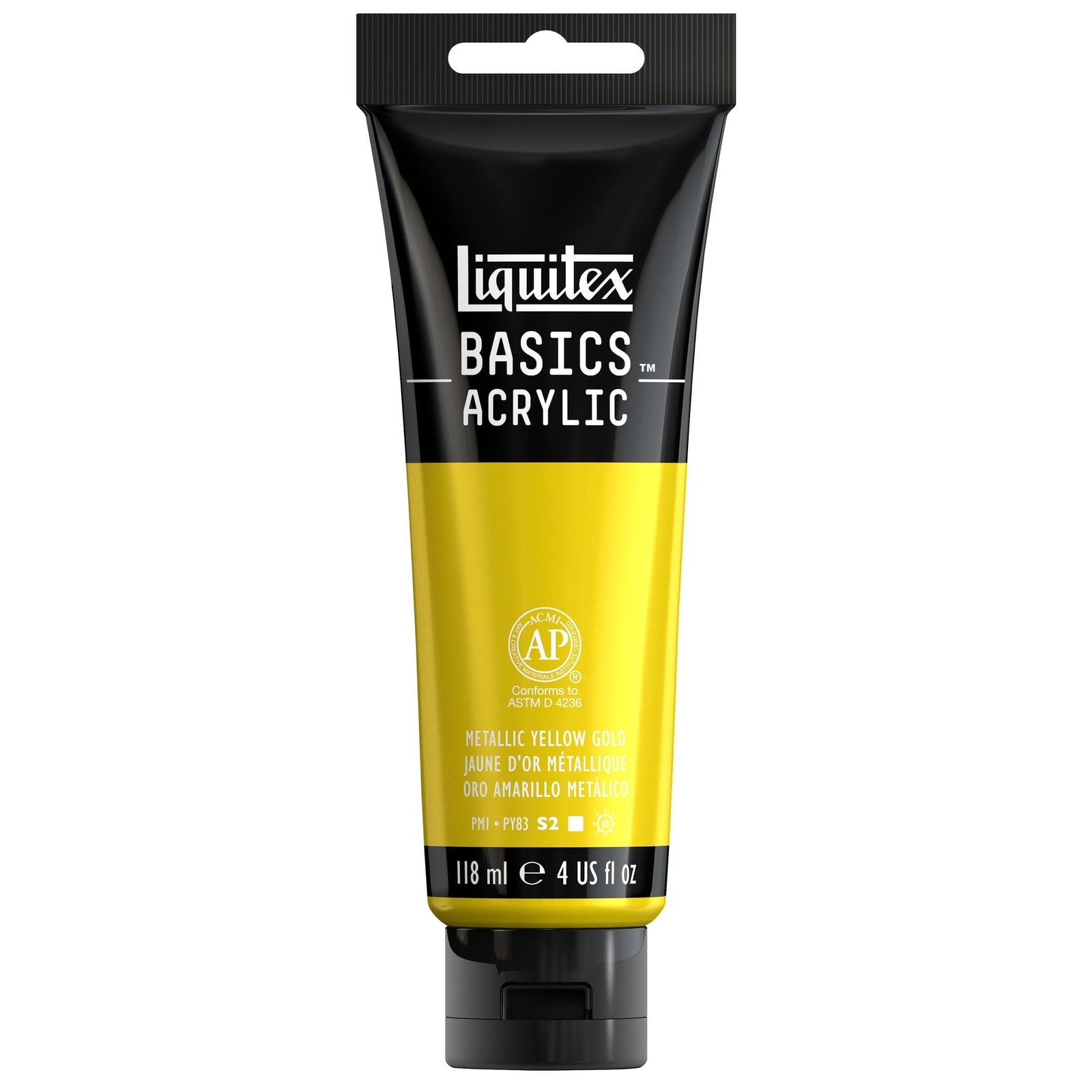 Liquitex BASICS Acrylic Paint, 4 Fl Oz (Pack of 1), Metallic Yellow Gold