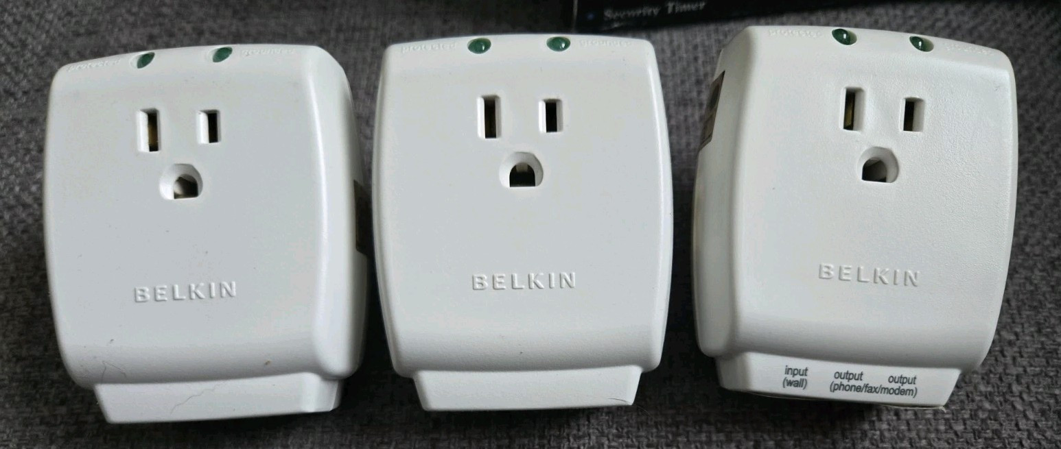 Belkin 1-Outlet Portable Wall Tap Ground & Protected Computer Phone Fax Lot of 3