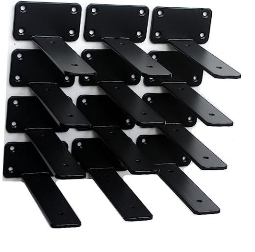 12 Pack - 5 inch Black Hidden L Shelf Bracket (1/Thicked) 5 Inch Black 12 Pack