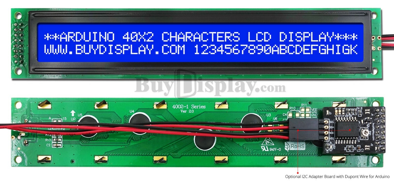 Blue IIC/I2C/TWI Character 40x2 Serial LCD Module Display for Arduino w/Library