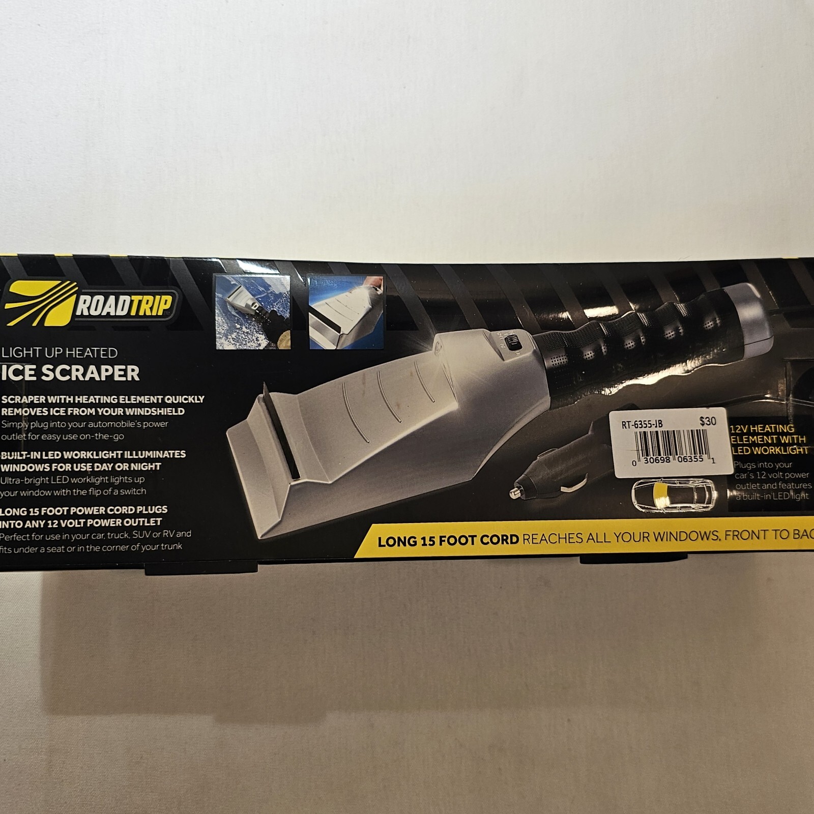 Road Trip Light Up Heated Ice Scraper 12V w/ LED Work Light NIB
