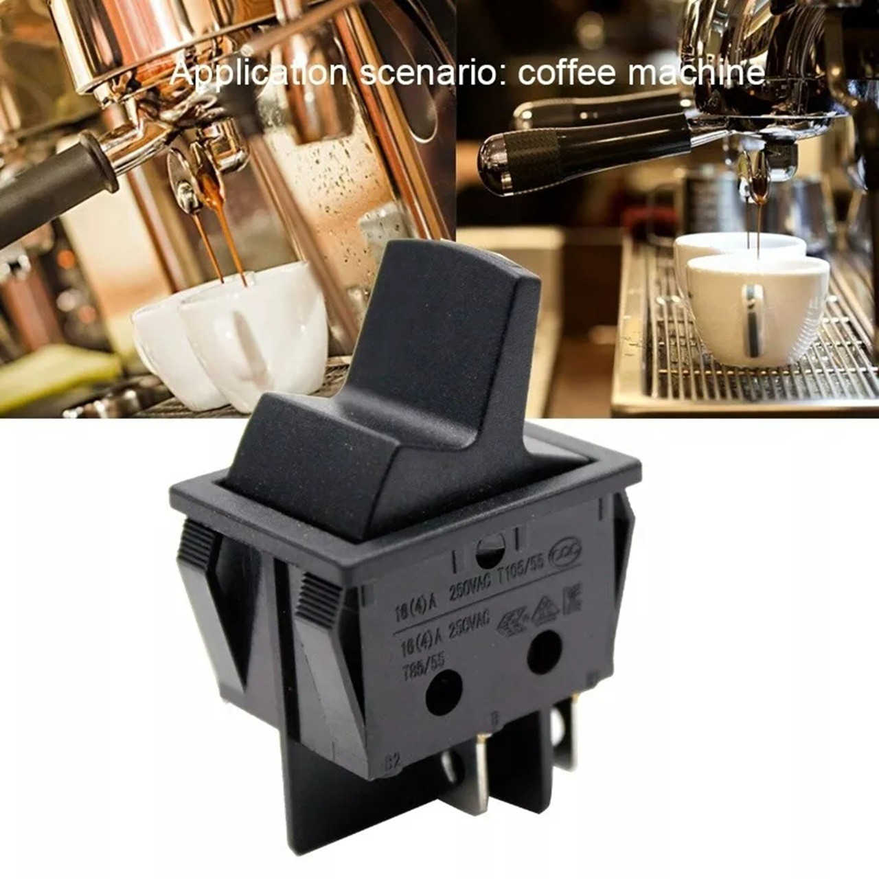 Light Country 250V 16A Black Blender Locking Momentary Rocker Switch for Blendte