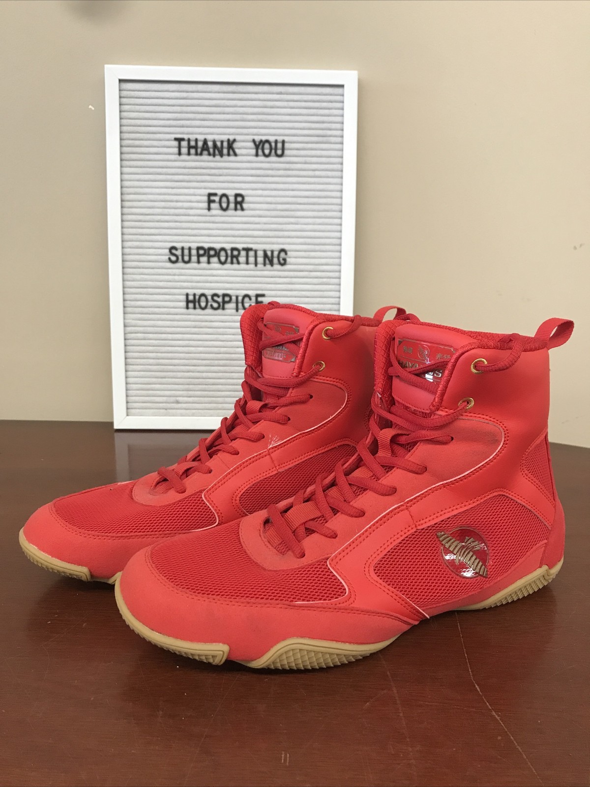 Hayabusa Boxing Shoes Size 10 Mens Red Lace Up Ankle Hi Top Round Toe