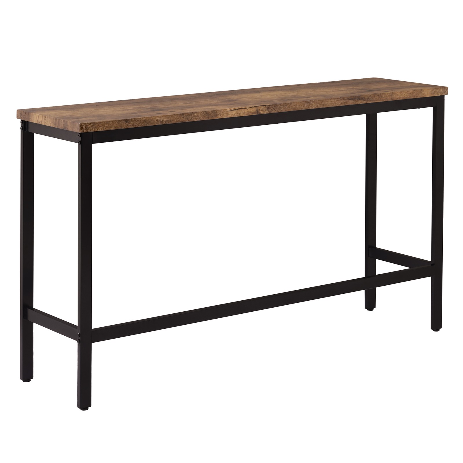 Dining Table Set with 3 Stools Pub Kitchen Set Side Table with Footrest Brown
