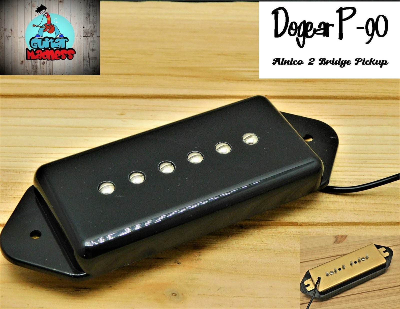 G.M. P90 DOG EAR BRIDGE PICKUP BLACK ALNICO 2 MAGNETS