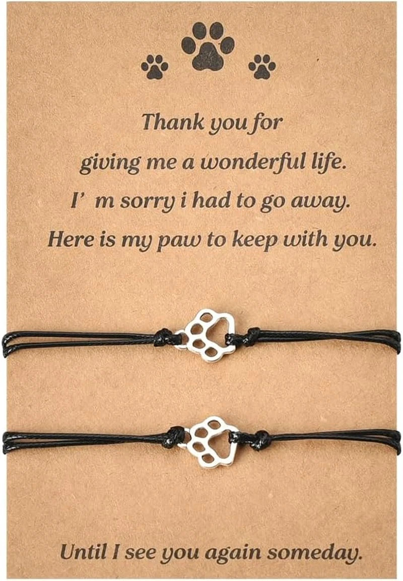 Memorial Gifts Bracelet for Pet Loss of Dog Sympathy Gift Paw Print Friendship B